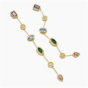 Copper Necklace Extender Chain Pave Zirconia Gold Plated, approx 6-10mm, 10cm length [FD22795]