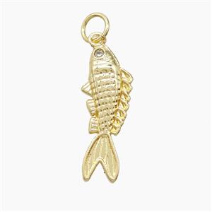 Copper Fish Pendant Pave Zirconia Gold Plated, approx 8-21mm [FD22796]