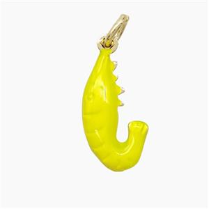 Copper Shrimp Pendant Yellow Painted Gold Plated, approx 10-18mm [FD22797]