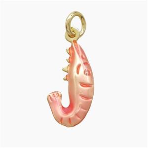 Copper Shrimp Pendant Pink Painted Gold Plated, approx 10-18mm [FD22798]