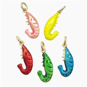 Copper Shrimp Pendant Painted Gold Plated Mixed, approx 10-18mm [FD22802]