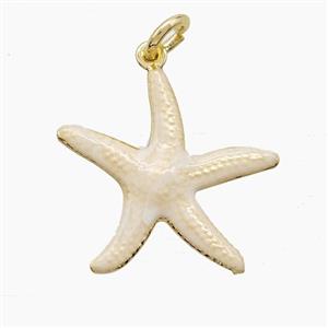 Copper Starfish Pendant Beige Painted Gold Plated, approx 20mm [FD22803]
