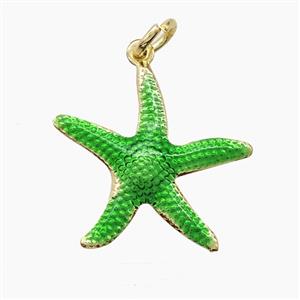 Copper Starfish Pendant Green Painted Gold Plated, approx 20mm [FD22806]