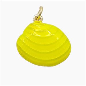 Copper Scallop Shell Pendant Yellow Painted Gold Plated, approx 16-19mm [FD22827]