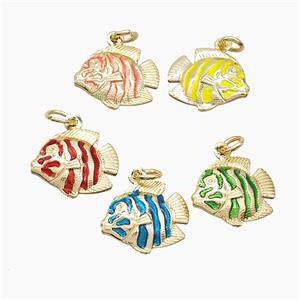 Copper Fish Pendant Painted Gold Plated Mixed, approx 14-17mm [FD22866]