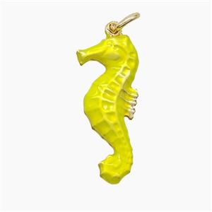 Copper Seahorse Pendant Yellow Painted Gold Plated, approx 10-24mm [FD22870]