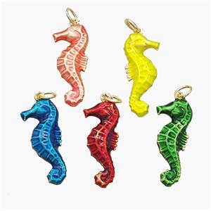 Copper Seahorse Pendant Painted Gold Plated Mixed, approx 10-24mm [FD22872]