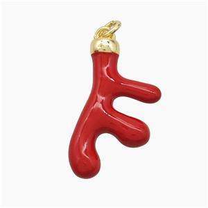 Copper Deer Breast Pendant Red Enamel Gold Plated, approx 13-25mm [FD22877]