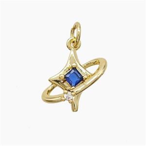 Copper Star Pendant Pave Zirconia Gold Plated, approx 14mm [FD22899]