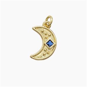 Copper Moon Pendant Pave Zirconia Gold Plated, approx 9-12mm [FD22905]