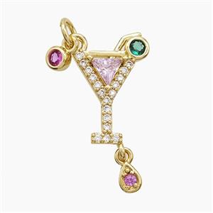 Copper Winecup Pendant Pave Zirconia Gold Plated, approx 3mm, 12-16mm [FD22908]