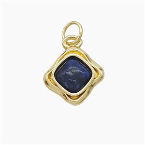 Copper Square Pendant Pave Cateye Gold Plated, approx 10-12mm [FD22927]
