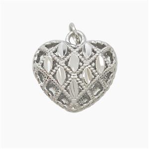 Copper Heart Pendant Hollow Platinum Plated, approx 16mm [FD22936]