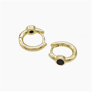 Copper Hoop Earrings Pave Zirconia Gold Plated, approx 12mm dia [FD22950]