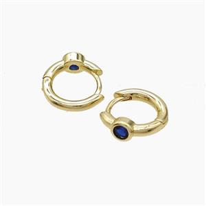 Copper Hoop Earrings Pave Zirconia Gold Plated, approx 12mm dia [FD22951]