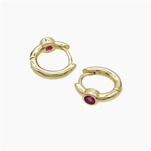 Copper Hoop Earrings Pave Zirconia Gold Plated, approx 12mm dia [FD22953]