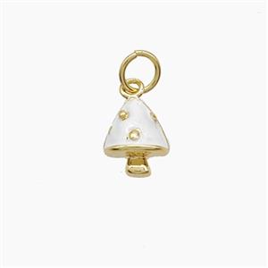 Copper Mushroom Pendant White Enamel Gold Plated, approx 7-9mm [FD22955]