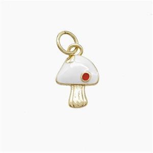 Copper Mushroom Pendant White Enamel Gold Plated, approx 8-10mm [FD22957]