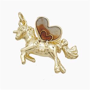 Copper Unicorn Pendant Gold Plated, approx 17-20mm [FD22965]