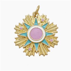 Copper Sun Pendant Enamel Gold Plated, approx 20mm [FD22970]