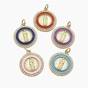 Copper Jesus Pendant Pave Zirconia Enamel Gold Plated Mixed, approx 18mm [FD22983]
