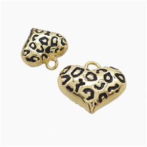 Copper Heart Pendant Black Enamel Gold Plated, approx 20mm [FD23003-20MM]