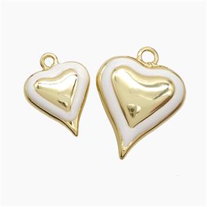 Copper Heart Pendant White Enamel Gold Plated, approx 15-17mm [FD23018-S]