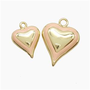 Copper Heart Pendant Pink Enamel Gold Plated, approx 15-17mm [FD23019-S]