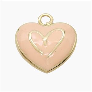 Copper Heart Pendant Pink Enamel Gold Plated, approx 20mm [FD23026]
