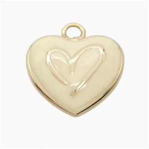 Copper Heart Pendant Beige Enamel Gold Plated, approx 20mm [FD23027]