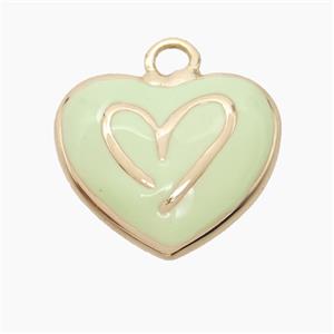 Copper Heart Pendant Lt.green Enamel Gold Plated, approx 20mm [FD23028]