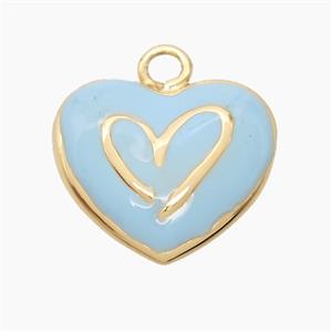 Copper Heart Pendant Blue Enamel Gold Plated, approx 20mm [FD23029]