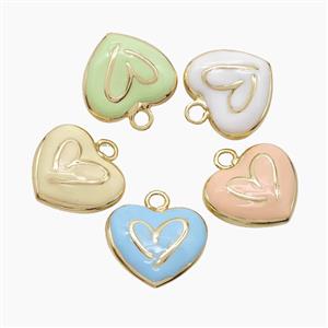 Copper Heart Pendant Enamel Gold Plated Mixed, approx 20mm [FD23030]