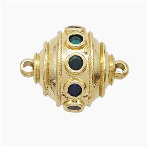 Copper Bicone Connector Pave Zirconia Gold Plated, approx 20mm [FD23031]