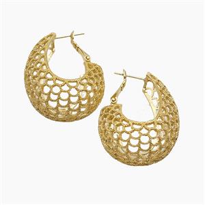 Copper Latchback Earrings Hollow Gold Plated, approx 30-40mm [FD23041]