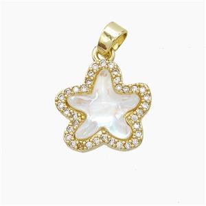 Copper Starfish Pendant Pave Zirconia Acrylic Gold Plated, approx 13-14mm [FD23049]