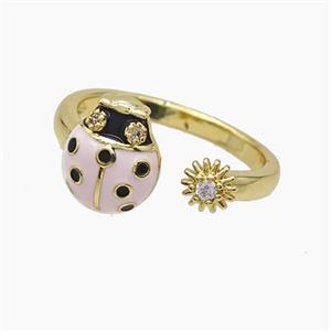 Copper Pendant Pave Zircon, Gold Plated, approx 5mm, 9-11mm, 18mm dia [FD23080]