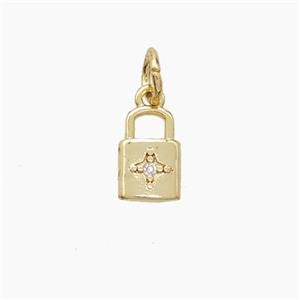 Copper Lock Pendant Pave Zirconia Gold Plated, approx 5.5-8mm [FD23092]