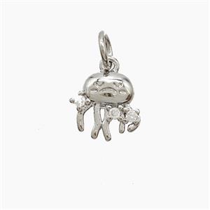 Copper Jellyfish Pendant Pave Zirconia Platinum Plated, approx 8-9mm [FD23095]