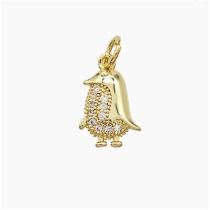 Copper Penguin Pendant Pave Zirconia Gold Plated, approx 9-12mm [FD23100]