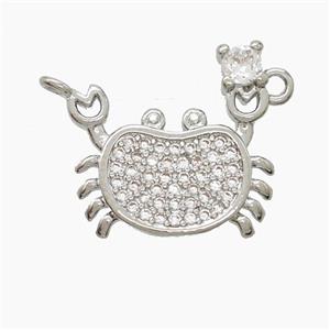 Copper Crab Pendant Pave Zirconia Platinum Plated, approx 15-20mm [FD23103]