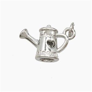 Watering Can Charms Copper Pendant Heart Platinum Plated, approx 11-15mm [FD23113]