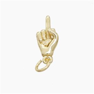 Copper Hand Pendant Middle Finger Gold Plated, approx 6.5-12mm [FD23126]