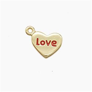 Copper Heart Pendant Red Enamel Love Gold Plated, approx 8-10mm [FD23143]