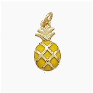 Copper Pineapple Pendant Yellow Enamel Gold Plated, approx 8-15mm [FD23146]