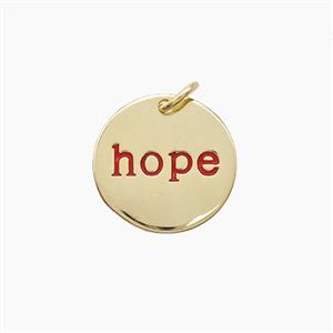 Copper Hope Pendant Red Enamel Gold Plated, approx 15mm [FD23153]