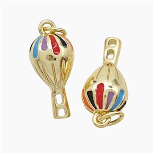 Copper Hot Air Balloon Pendant Multicolor Enamel Gold Plated, approx 8.5-16mm [FD23162]
