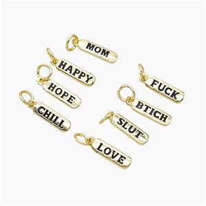 Copper Alphabet Tag Pendant Black Enamel Letters Gold Plated Mixed, approx 4-12mm [FD23165]