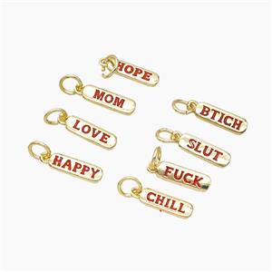 Copper Alphabet Tag Pendant Red Enamel Letters Gold Plated Mixed, approx 4-12mm [FD23166]