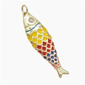 Copper Fish Pendant Multicolor Enamel Gold Plated, approx 10-36mm [FD23167]